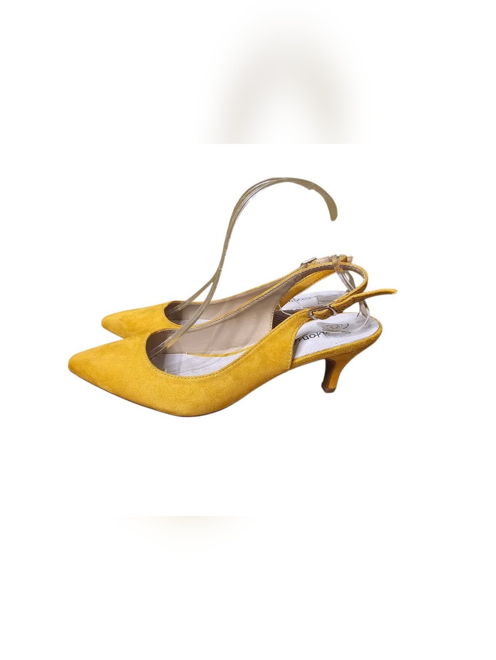 NWT Women's Yellow Suede Pointed-Toe Slingback Kitten Heels Size 9